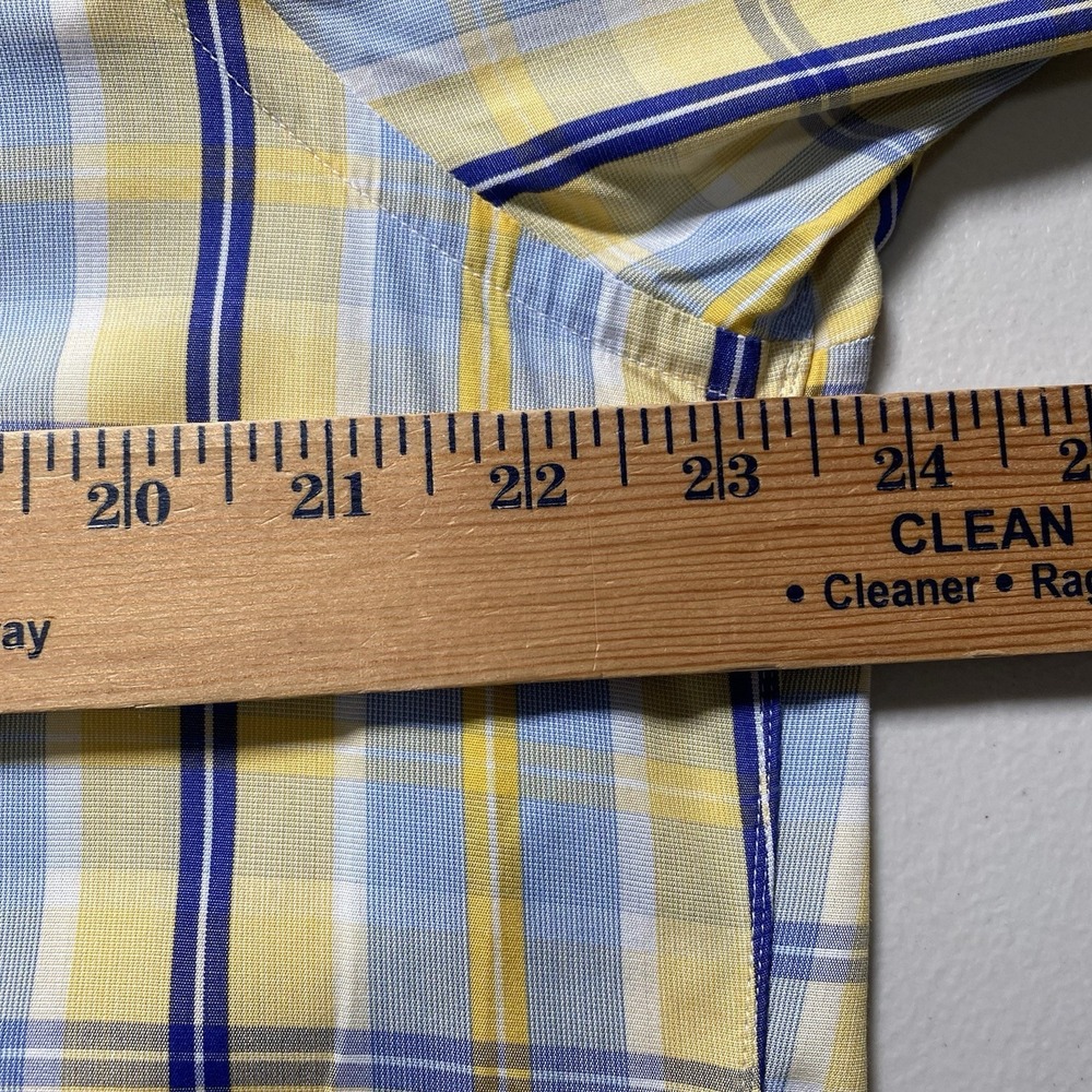 Turnbull Asser Dress Shirt 16 Blue Yellow Plaid - Picture 4 of 10